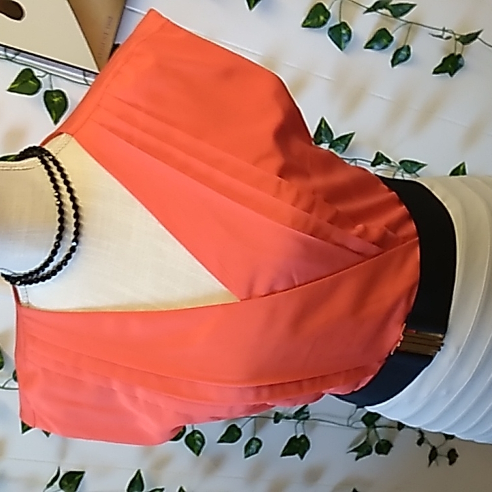 SEXY EXPRESS MIDI ORANGE  / BEIGE SZ S FITTED DRESS W/BELT